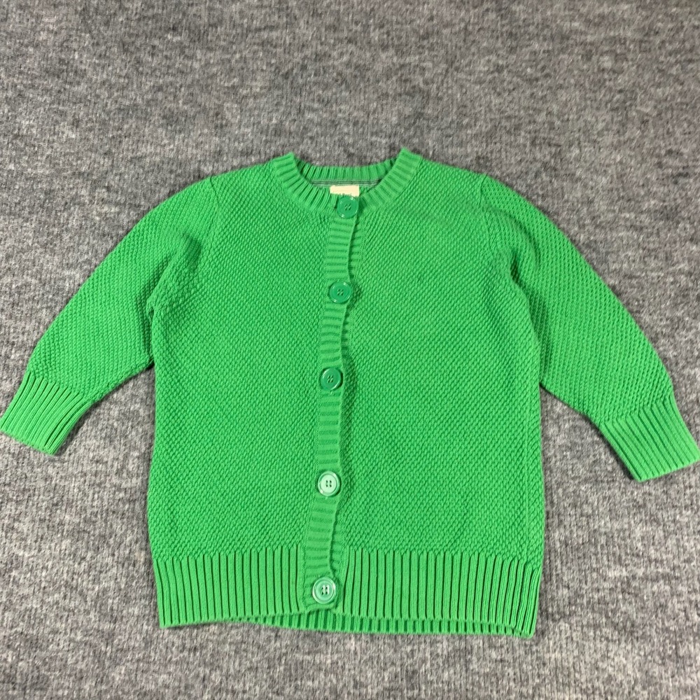 L.L. Bean Bright Green Knit Button-Up Cardigan